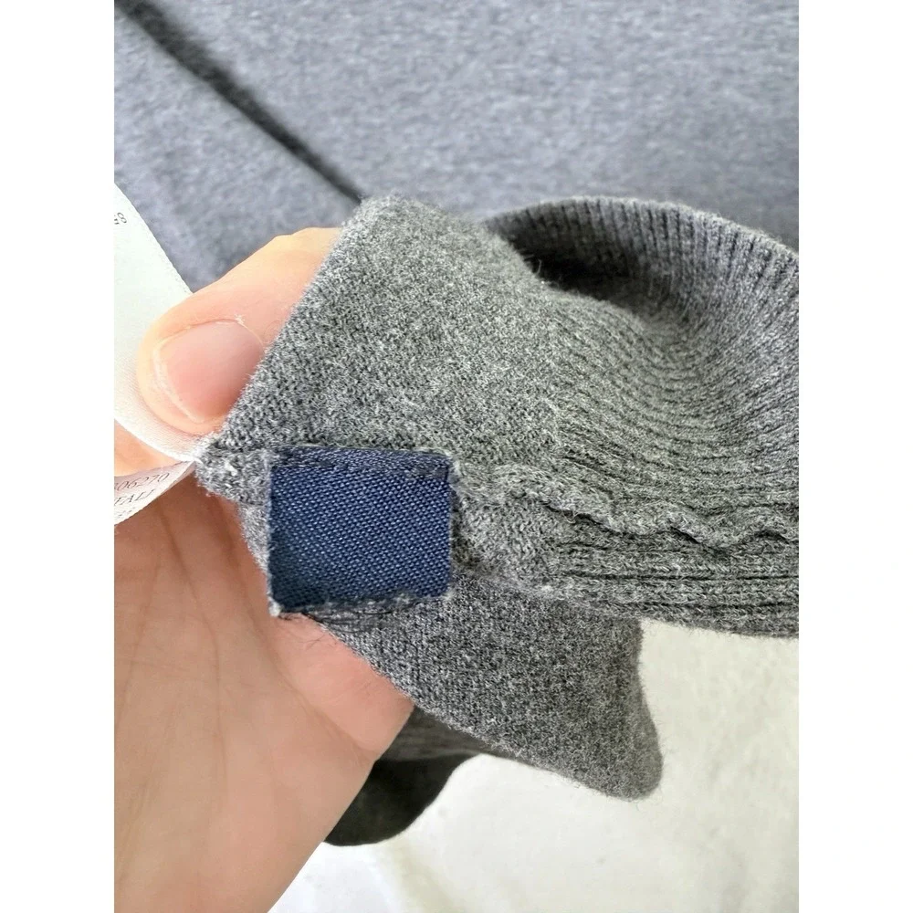 Banana Republic Mens Large Gray V-Neck‎ Long Sleeve Cotton Cashmere Sweater VTG